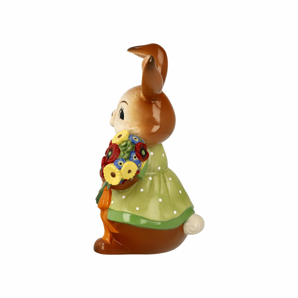 Goebel Figurine Bunny Girl - A Flower Greeting, Stoneware, Colorful, 25 cm, 66845631