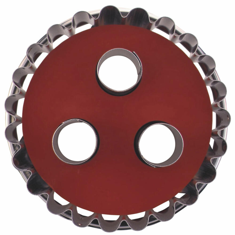 Städter Linzer cookie cutter with ejector Linzer 3-hole, cookie cutter, cookie mold, biscuit, cookies, stainless steel / plastic, Ø 6.5 cm, 966339