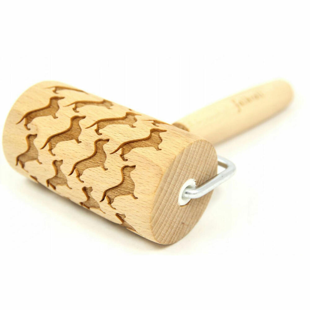 Folkroll rolling pin dachshund special edition, mini, 9.5 cm, rolling pin, embossing roll, pattern, motif, roll, beech wood, 335345