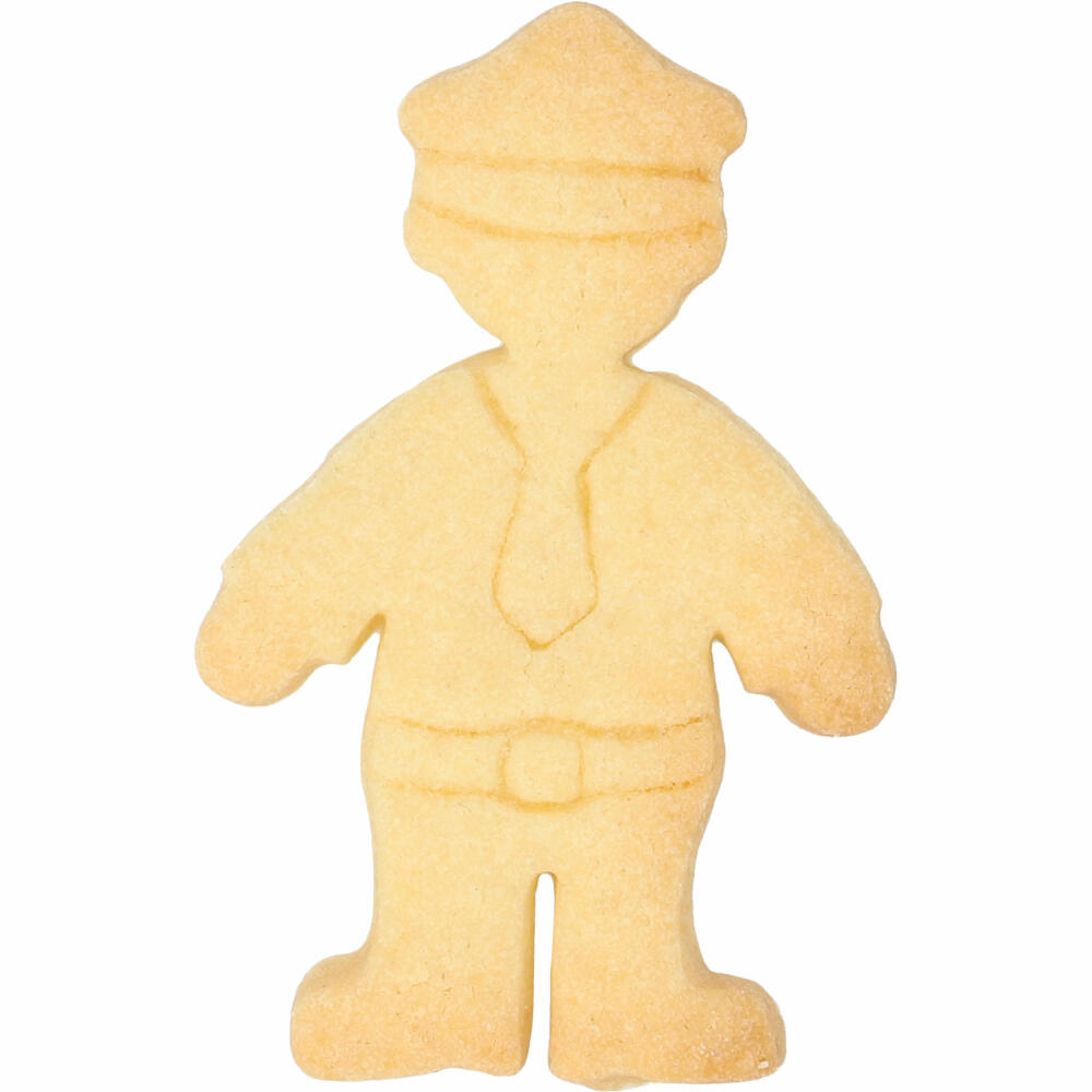 Birkmann cookie cutter policeman, with internal embossing, cookie cutter, cookie shape, biscuit, biscuits, stainless steel, 8 cm, 199217