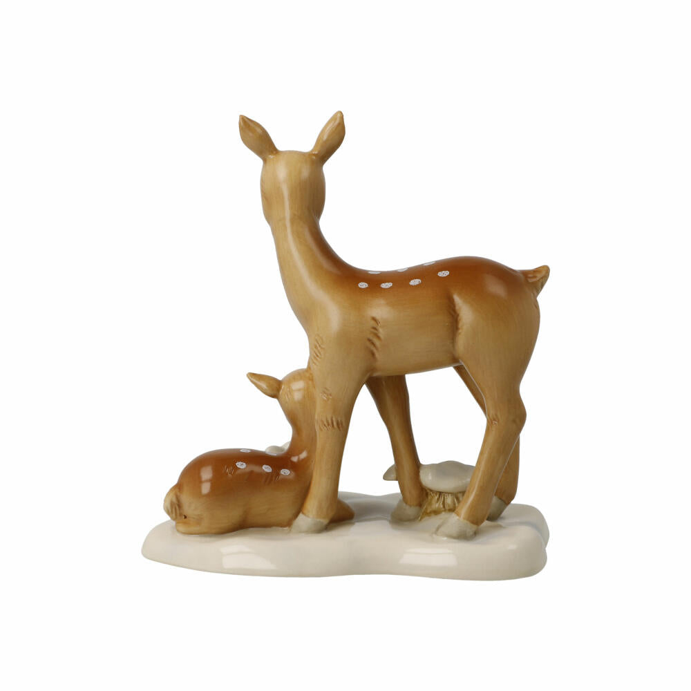 Goebel figurine deer in the snow, decorative figure, Christmas, stoneware, colorful, 14 cm, 66704471