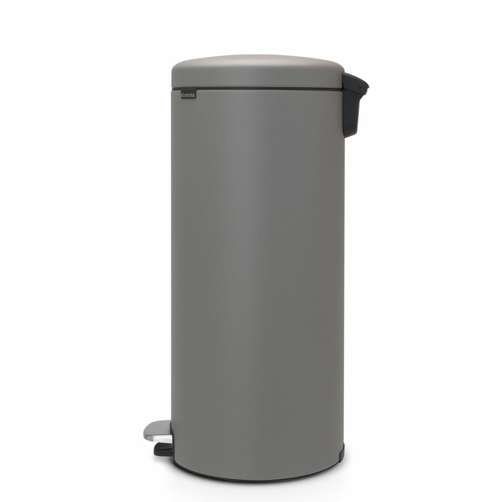 Brabantia Treteimer NewIcon, Abfalleimer, Mülleimer, Stahl, Mineral Concrete Grey, 30 L, 119187