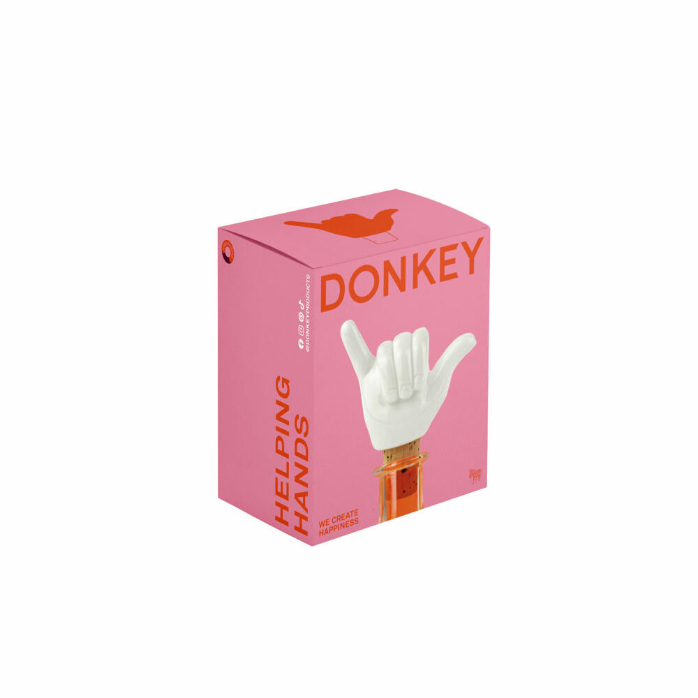 Donkey Products Flaschenverschluss Hang Loose, Flaschenkorken, Stopfen, Porzellan, Kork, Weiß, 200628