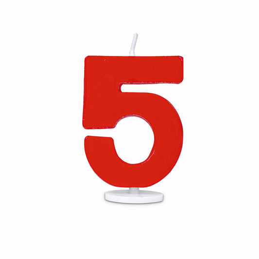 Städter candles number 5, with holder, number, birthday candles, cake candles, birthday, candle, red, 4.5 cm, 910621