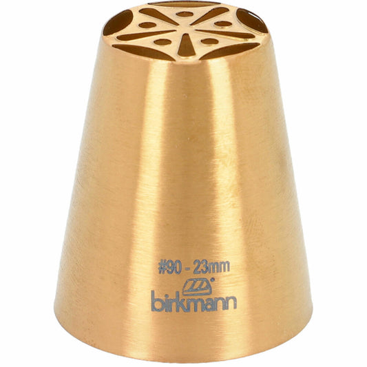 Birkmann flower nozzle no. 90, piping nozzle, decorating nozzle, baking accessories, stainless steel, copper-colored, Ø 23 mm, 409194