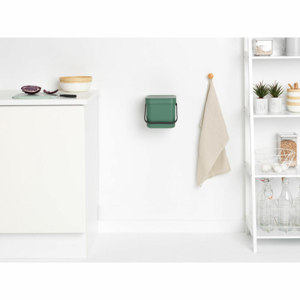 Brabantia Abfallbehälter Sort & Go, Abfalleimer, Mülleimer, Kunststoff, Fir Green, 6 L, 129841