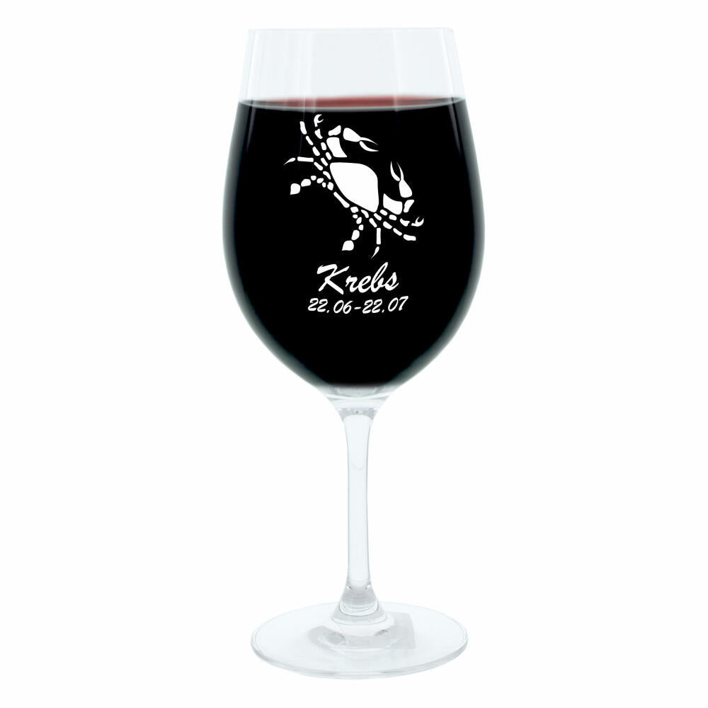 Leonardo Weinglas 400 ml, Motivglas, Sternzeichen Krebs, Geschenk, Stimmungsglas mit Gravur, Moodglas, 22 cm