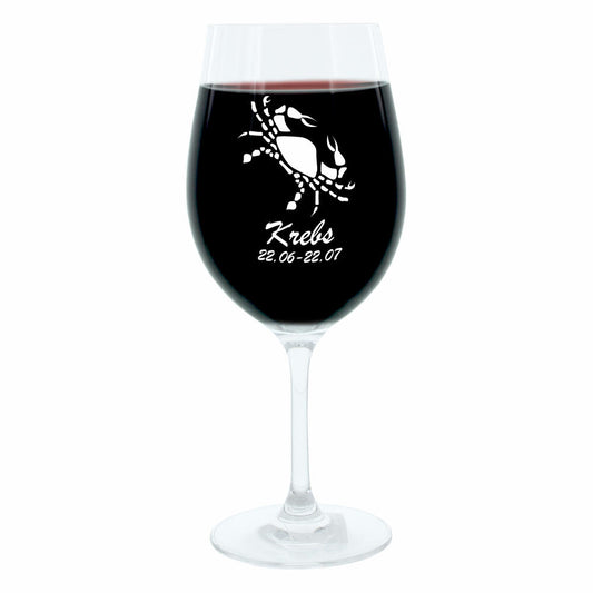Leonardo Weinglas 400 ml, Motivglas, Sternzeichen Krebs, Geschenk, Stimmungsglas mit Gravur, Moodglas, 22 cm