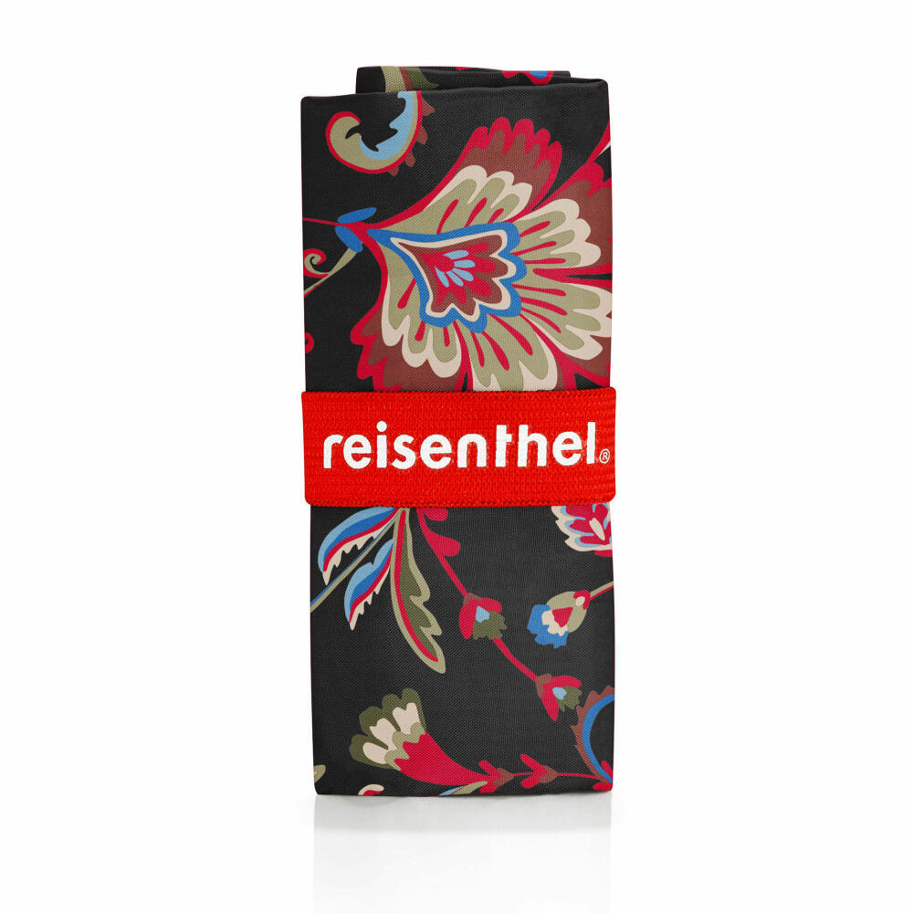 reisenthel mini maxi shopper, foldable shopping bag, carrying bag, Paisley Black, 15 L, AT7064