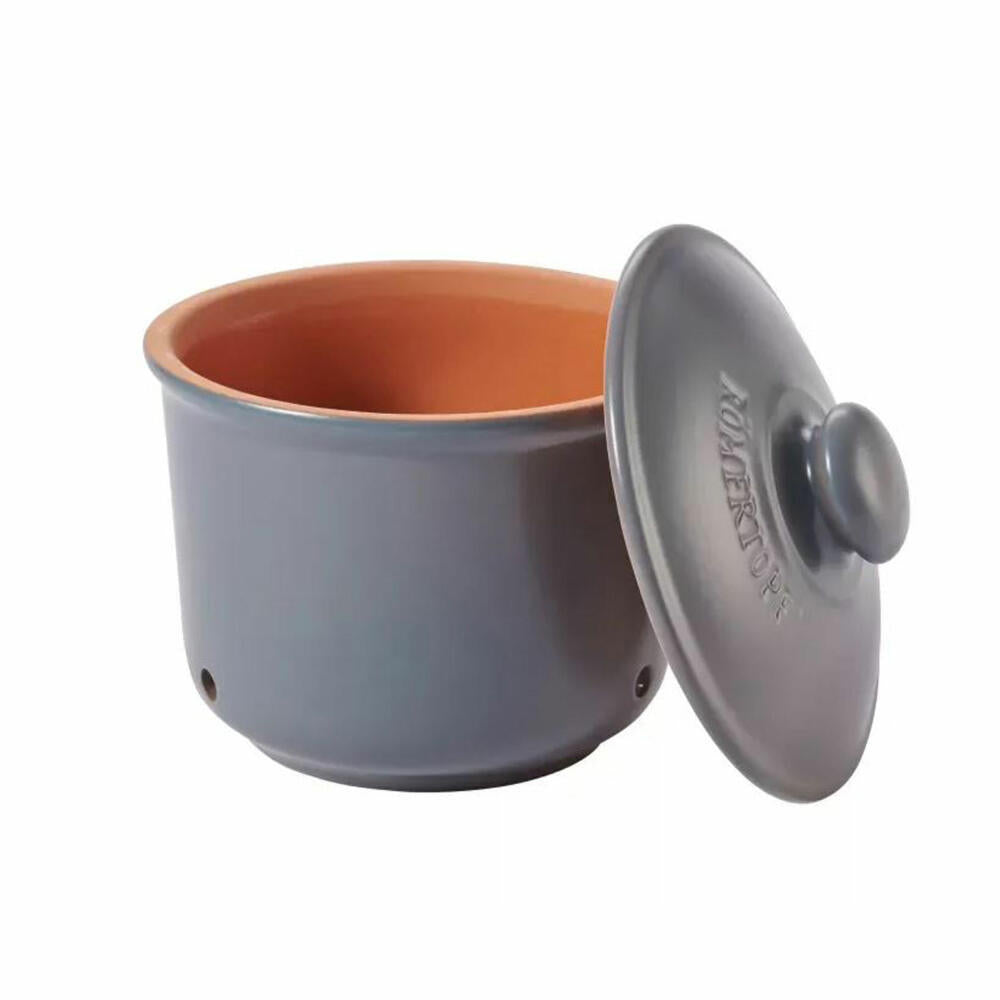 Römertopf Fresh Pot Mini, storage pot for garlic and vegetables, natural clay, blue-grey, 600 ml, 241415