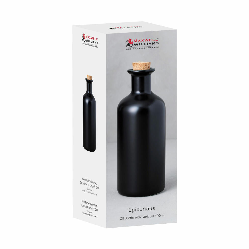 Maxwell &amp; Williams Epicurious Storage Bottle, Bottle, Storage, Porcelain, Black, 580 ml, IA0043