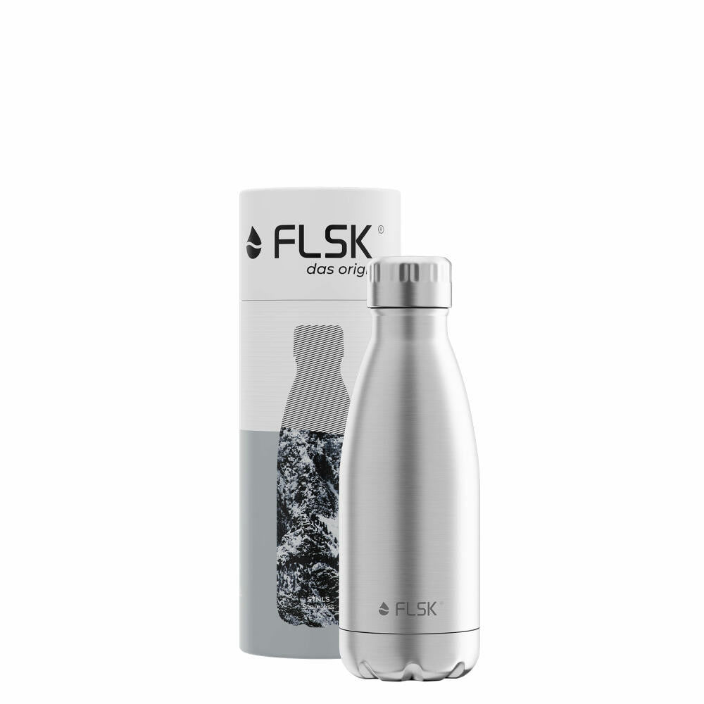 FLSK drinking bottle STNLS, insulated bottle, thermos flask, bottle, stainless steel, silver, 350 ml, 1010-0350-0013