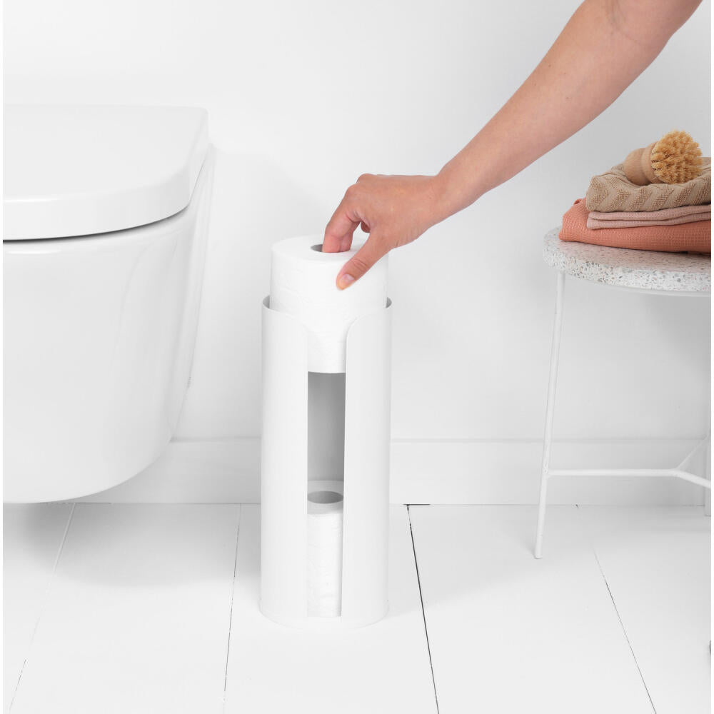 Brabantia Toilet Roll Dispenser ReNew, Steel, Plastic, White, for 3 Rolls, 280528