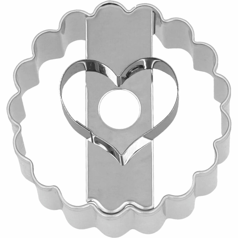 Birkmann cookie cutter Linzer heart, cookie cutter, cookie shape, biscuit, biscuits, stainless steel, 5 cm, 199927