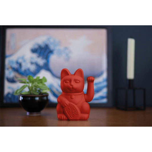 Donkey Products Lucky Cat Maneki Neko, waving cat, lucky charm, plastic, red, 15 cm, 330470