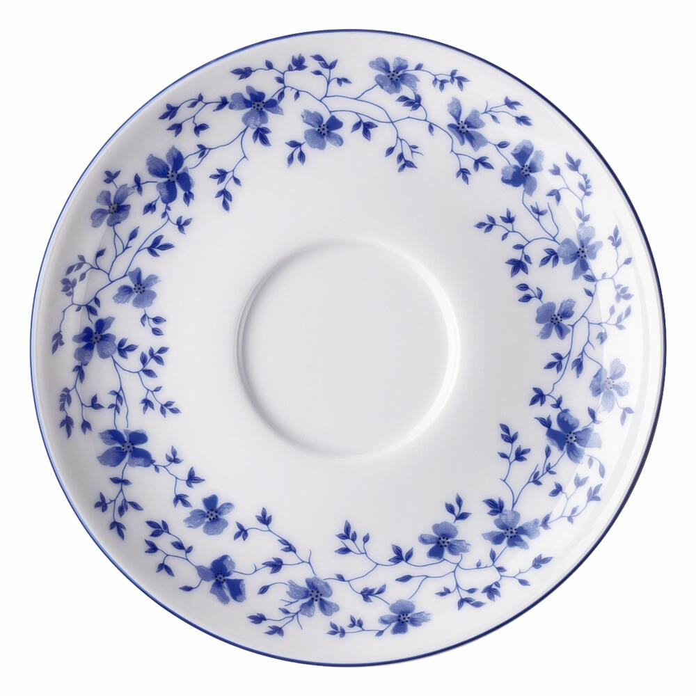 Arzberg Form 1382 saucer for teacup 190 ml, underplate, under plate, blue flowers, porcelain, 15 cm, 41382-607671-14641