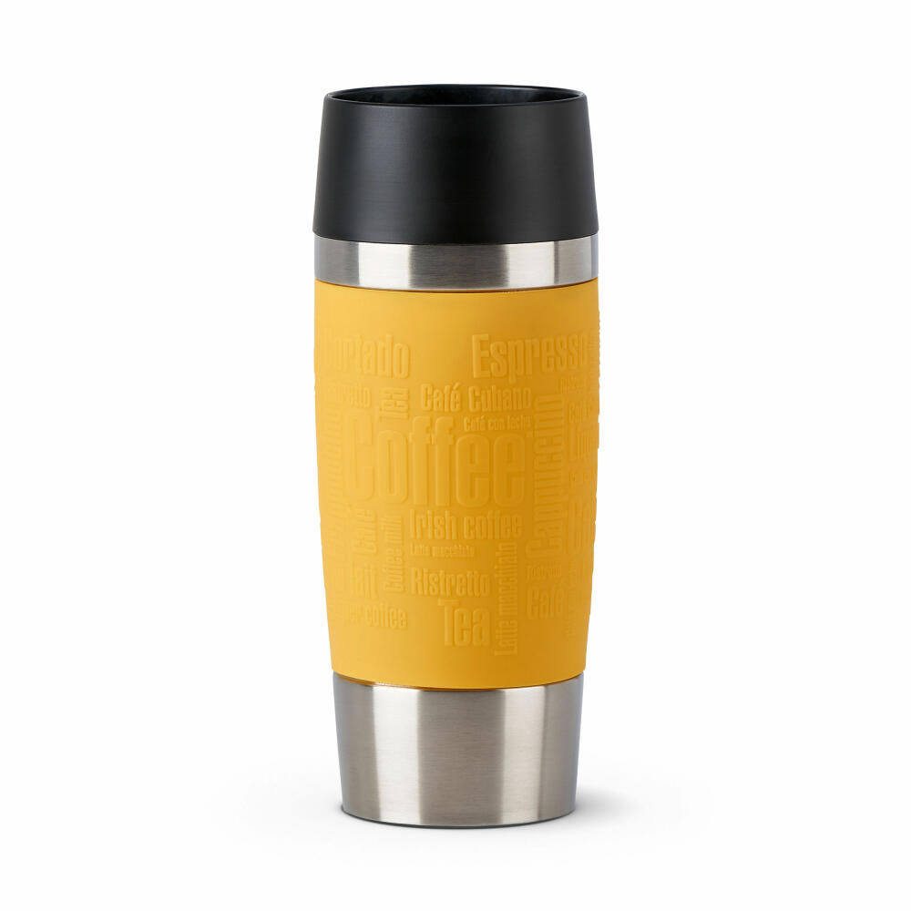 Emsa Isolierbecher Travel Mug, Thermobecher, To-Go-Becher, Edelstahl, Gelb, 360 ml, N2012800