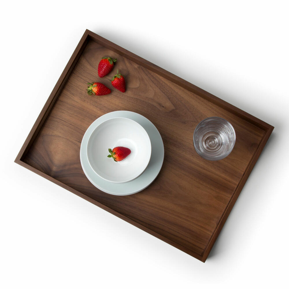 Continenta tray, with handles, serving tray, wooden tray, breakfast tray, walnut wood 49 x 35 cm, 4240