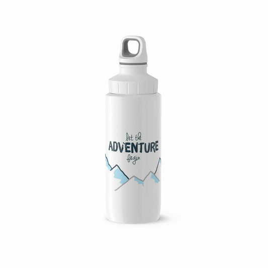 EMSA Drink2Go drinking bottle, water bottle, bottle, stainless steel, white / adventure decor, 0.6 L, N30109