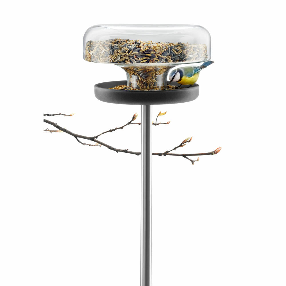 Eva Solo bird feeding station, bird feeder, bird feeder, bird feeder, outdoor, garden, nylon/glass/stainless steel, black, Ø 22 cm, 571039