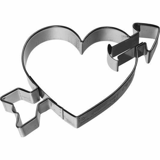 Birkmann cookie cutter heart with arrow, with internal embossing, cookie cutter, cookie shape, biscuit, biscuits, stainless steel, 8 cm, 198128