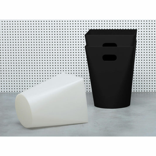 Authentics Midi Square Wastepaper Basket, Trash can, Dustbin, Polypropylene, Black Matt, 1093899