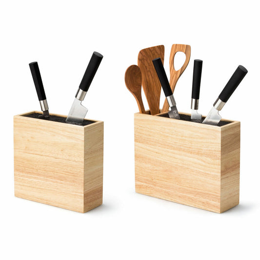 Continenta knife block with flexible insert, knife storage, knife block, rubberwood, 22 x 9 x 21.5 cm, 3314