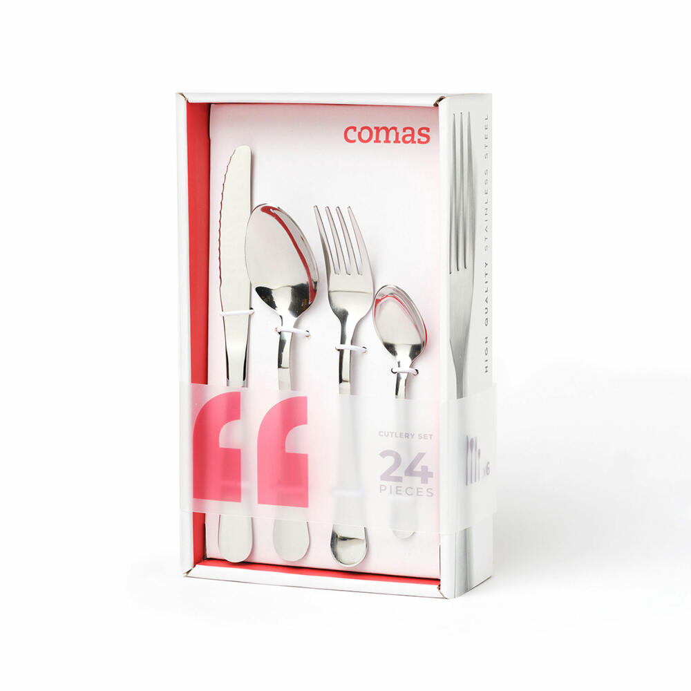 Comas cutlery set Nordic Lacasa 24-piece, table cutlery, stainless steel, mirror finish, 4885