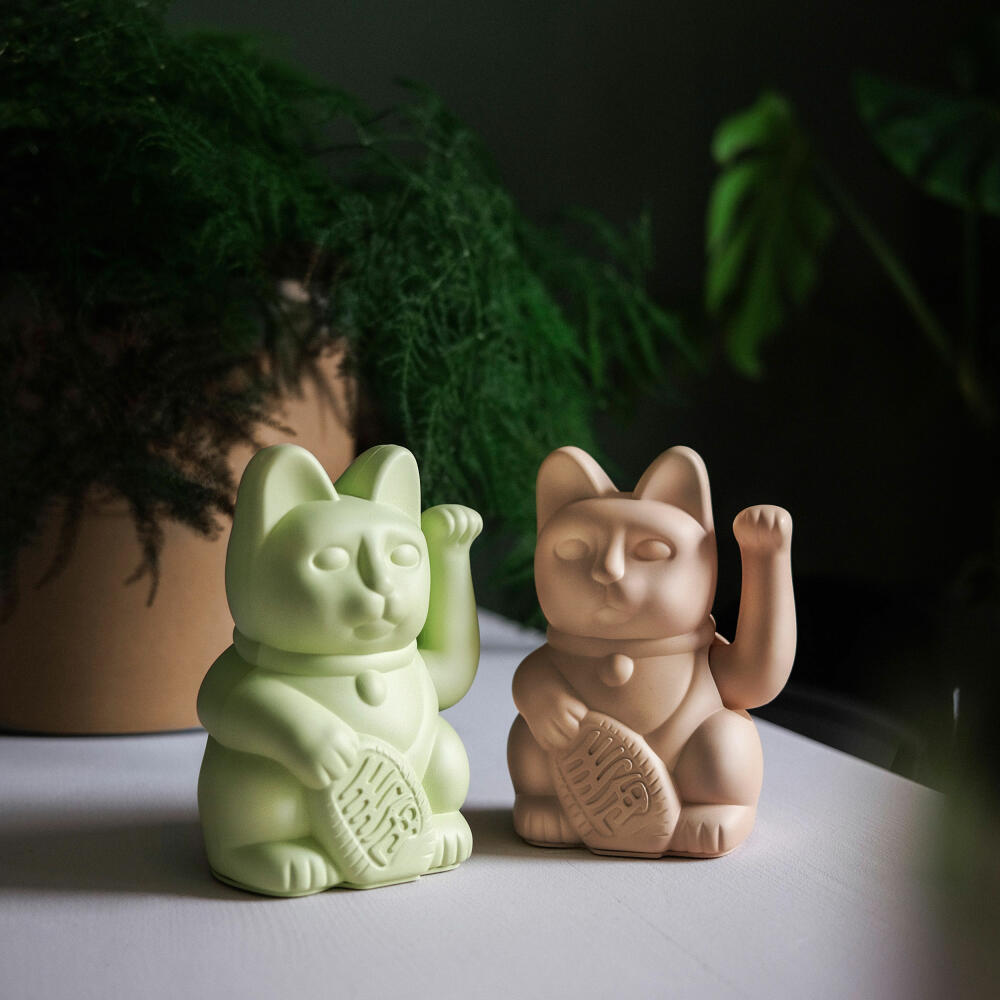 Donkey Products Lucky Cat Maneki Neko, waving cat, lucky charm, plastic, light green, 15 cm, 330548