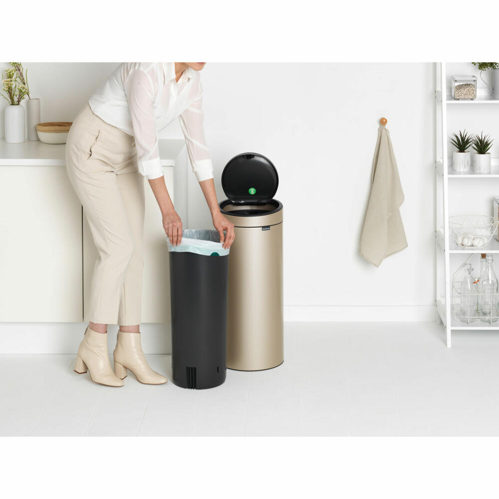 Brabantia Touch bin New, Abfalleimer, Mülleimer, Stahl, Metallic Gold, 30 L, 304507