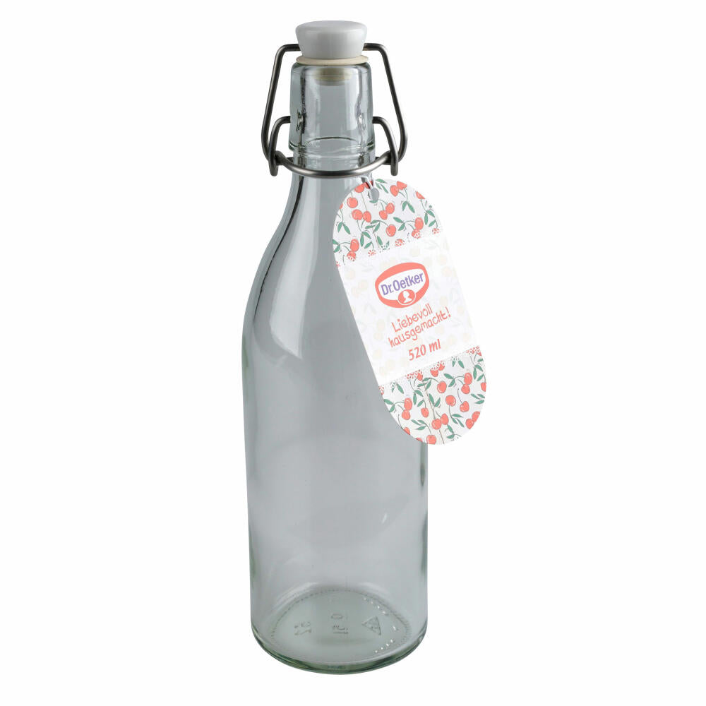 Dr. Oetker Bügelverschlussflasche 500 ml, Liebevoll Hausgemacht, Flasche, Glas, Transparent, Weiß, 1554