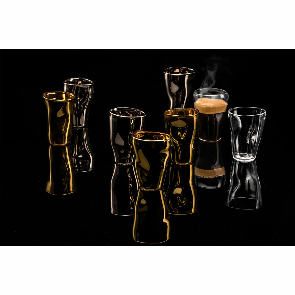 Eisch espresso glass with saucer Unik gold, espresso cup, glass, gold, black, 100 ml, 30013201