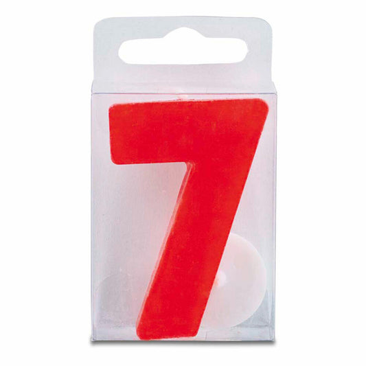 Städter candles number 7, with holder, number, birthday candles, cake candles, birthday, candle, red, 4.5 cm, 910645