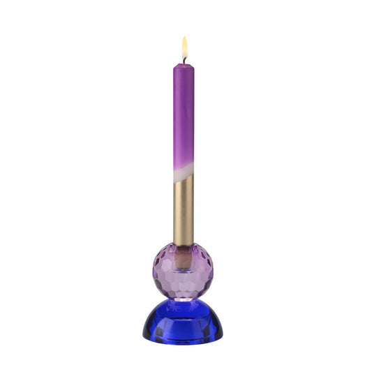 Gift Company Candle Holder / Tealight Holder Sari Ball Cabochon, Candle Holder, Glass, Lilac / Blue, H 9 cm, 1163201009