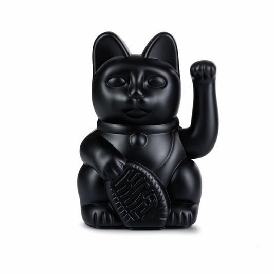 Donkey Products Lucky Cat Maneki Neko, waving cat, lucky charm, plastic, black, 15 cm, 330466