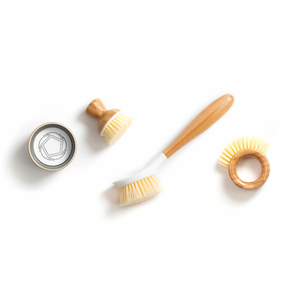 Full Circle Home Dishwashing Brush Bubble Up, Cleaning Brush, Bamboo, Recycled Plastic, White, FC12115W