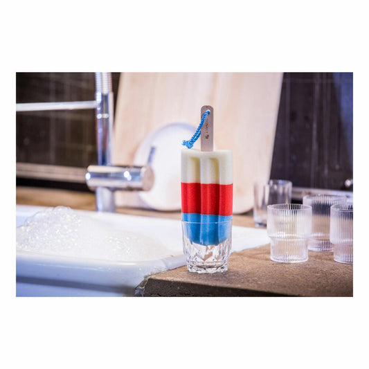 Donkey Products Ice Pop Blue Spülschwamm, In Eis Form, Spül Schwamm, Topfschwamm, Putzschwamm, Topfreiniger, L 22 cm, 600506