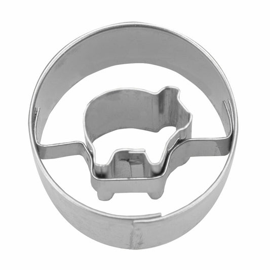 Städter cookie cutter pig in ring mini, cookie cutter, cookie mold, biscuit, cookies, stainless steel, Ø 3 cm, 955332