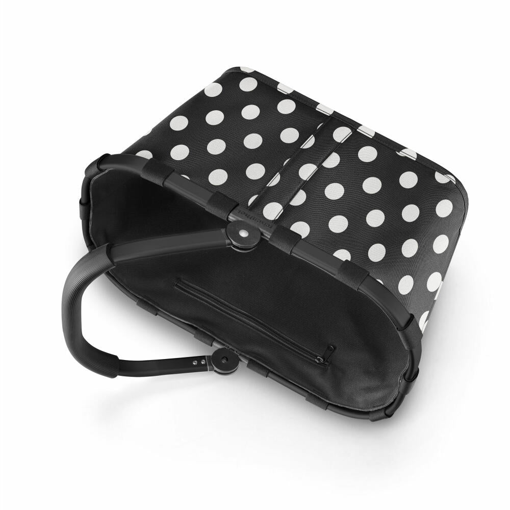 reisenthel carrybag, Einkaufskorb, Korb, Polyestergewebe, Frame Dots White, 22 L, BK7072