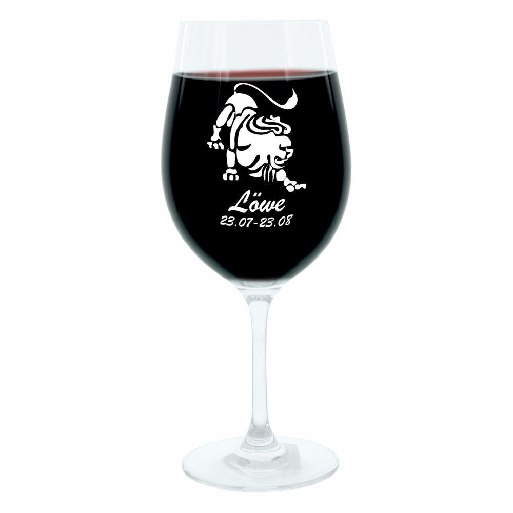 Leonardo Weinglas 400 ml, Motivglas, Sternzeichen Löwe, Geschenk, Stimmungsglas mit Gravur, Moodglas, 22 cm