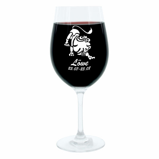 Leonardo Weinglas 400 ml, Motivglas, Sternzeichen Löwe, Geschenk, Stimmungsglas mit Gravur, Moodglas, 22 cm