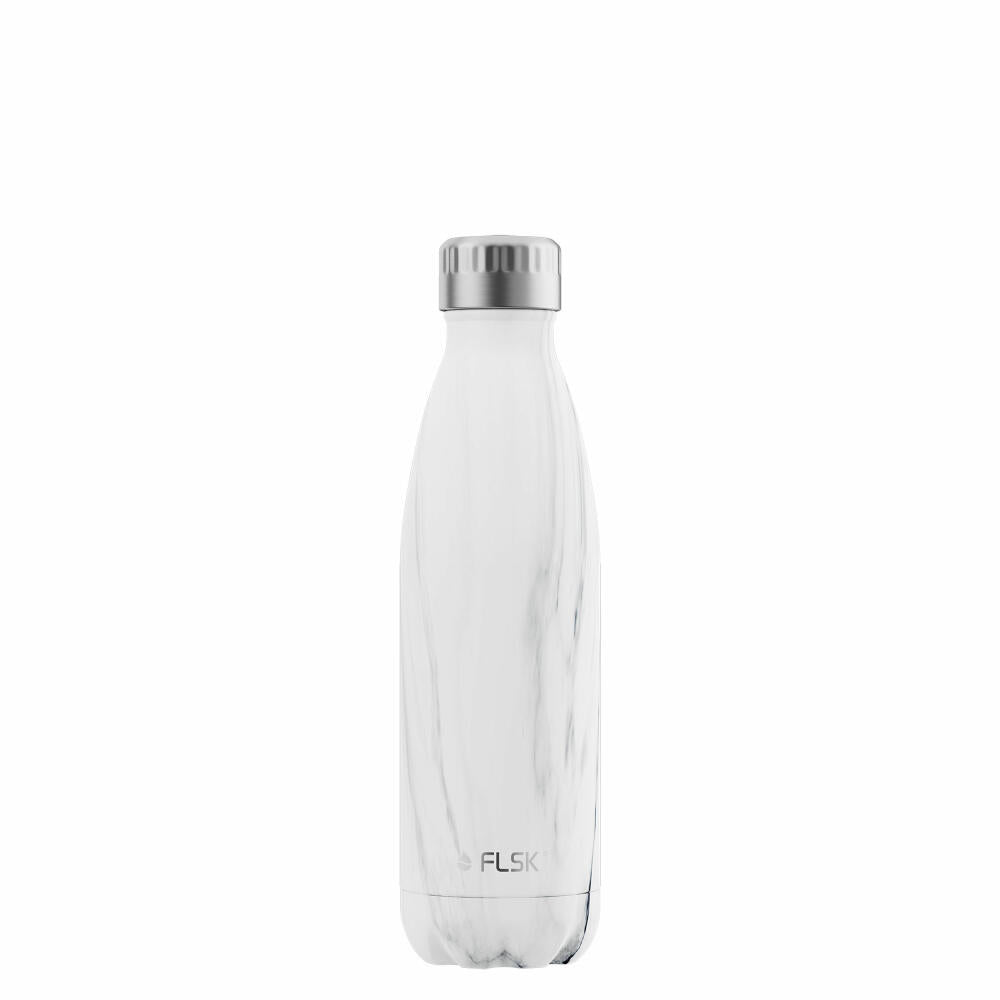 FLSK drinking bottle White Marble, insulated bottle, thermos flask, bottle, stainless steel, marble look, 500 ml, 1010-0500-0018