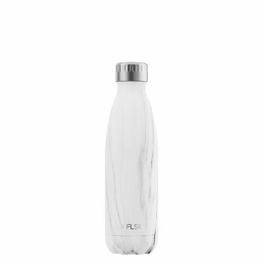 FLSK drinking bottle White Marble, insulated bottle, thermos flask, bottle, stainless steel, marble look, 500 ml, 1010-0500-0018