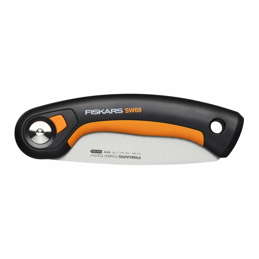 Fiskars folding saw Plus SW68, hand saw, steel, plastic, black, orange, 1067552