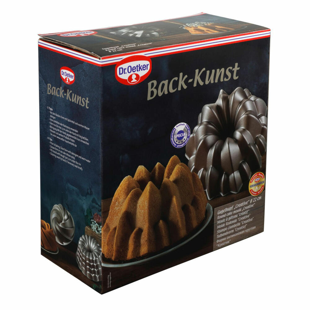 Dr. Oetker Gugelhupf-Form Creative 22 cm, Back-Kunst, Backform, Aluminiumguss, Creme-Metallic, 2550