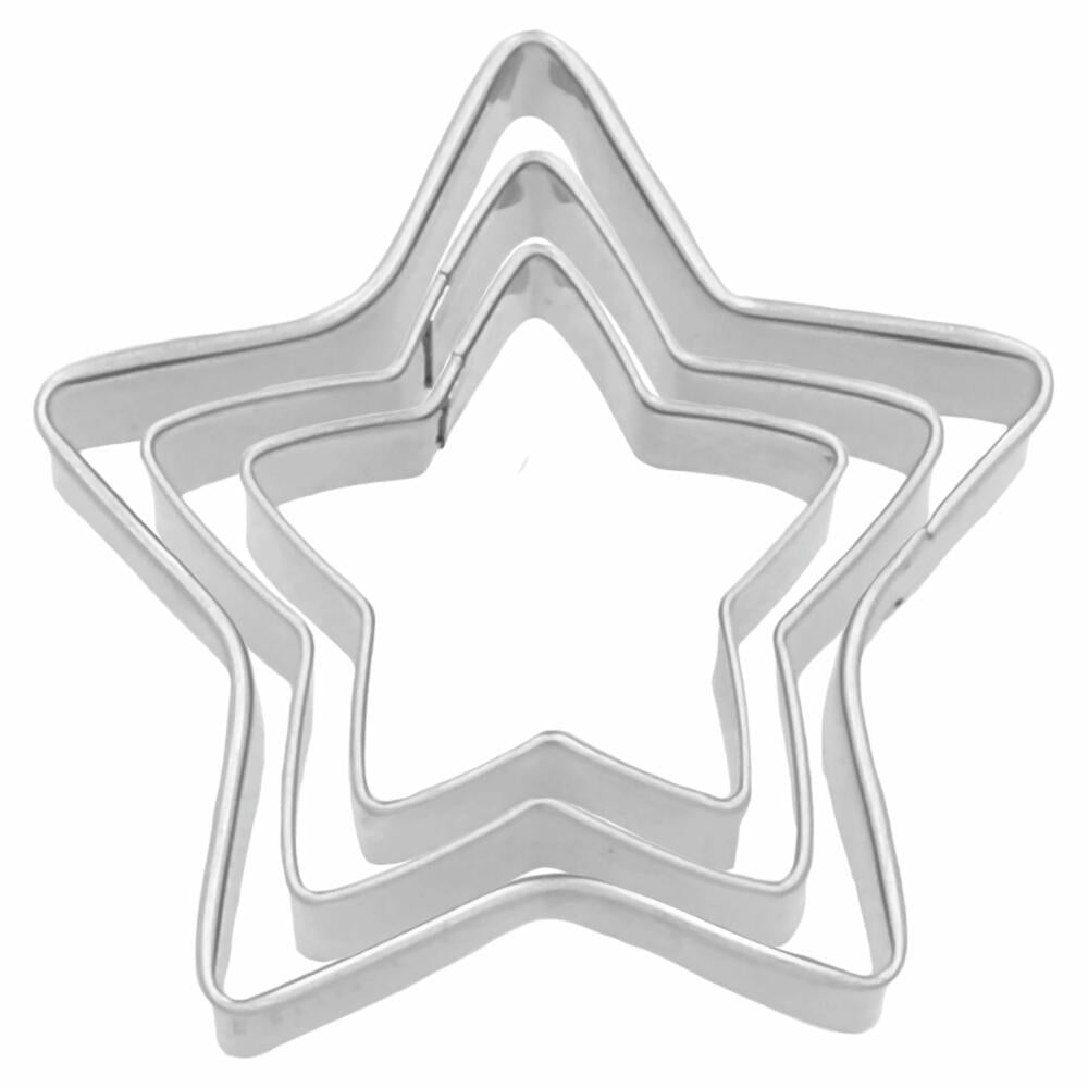 Birkmann cookie cutters terrace star, 3-piece, cookie cutter, cookie shape, biscuit, cookies, stainless steel, 199392