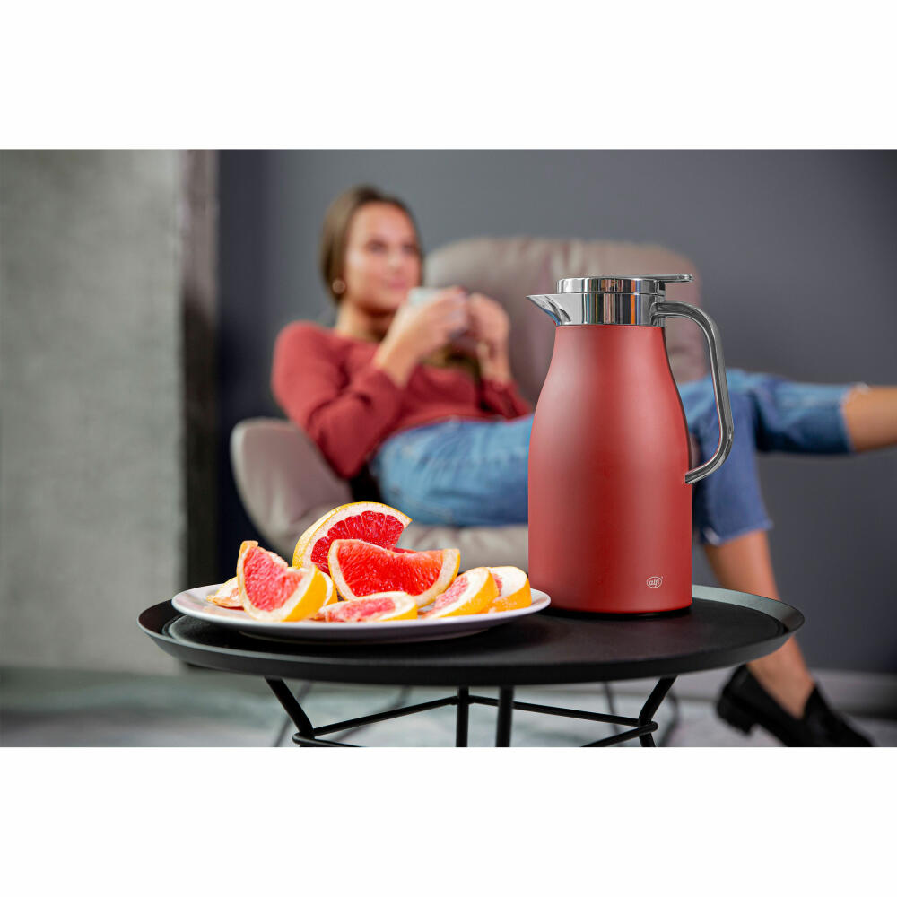 Alfi Skyline vacuum flask, thermos flask, stainless steel, Mediterranean Red Matt, 1 L, 1321300100