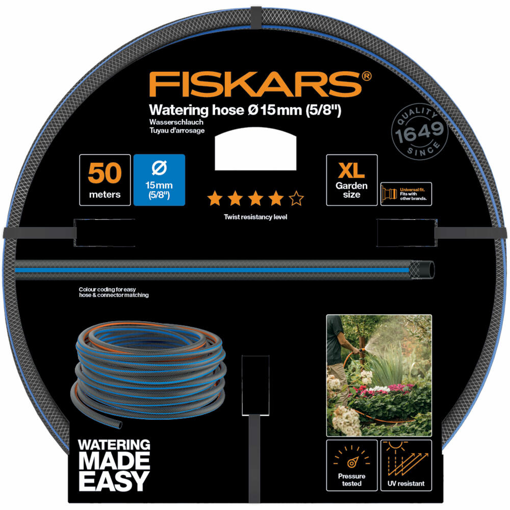 Fiskars water hose, garden hose, irrigation hose, 15 mm, 50 m, 1027099