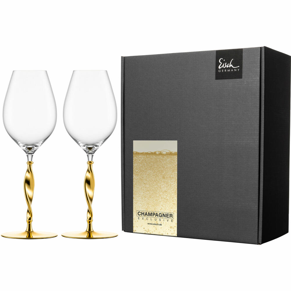 Eisch Champagnergläser Champagner Exklusiv, 2er Set, Champagnerglas, Glas, Kristallglas, Gold, 400 ml, 47752281