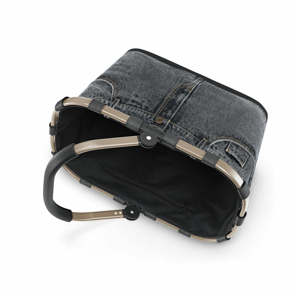 reisenthel carrybag, Einkaufskorb, Korb, Picknickkorb, Tragetasche, Jeansmaterial, Frame Jeans Dark Grey, 22 L, BK1034